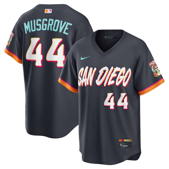 Men's San Diego Padres #44 Joe Musgrove Obsidian 2026 City Connect Stadium Stitched Baseball Jersey